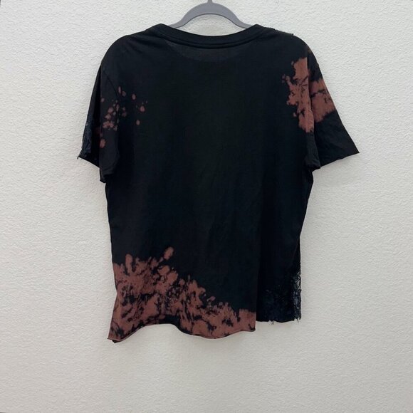 Affliction American Customs Skull Wing Bleached Short Sleeve Shirt Womens Large - Picture 3 of 3